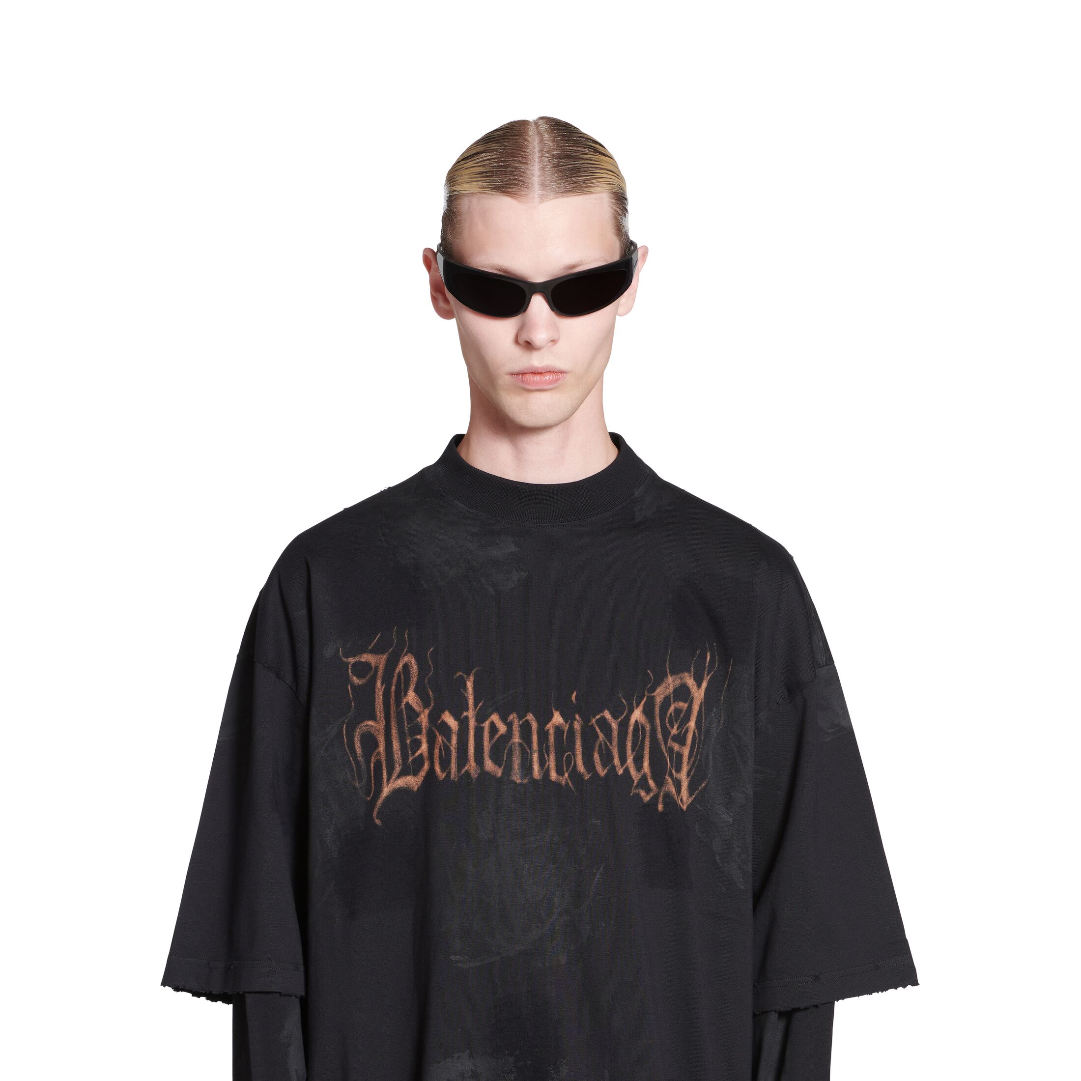 Heavy Metal T-shirt Large Fit in Black Faded | Balenciaga US