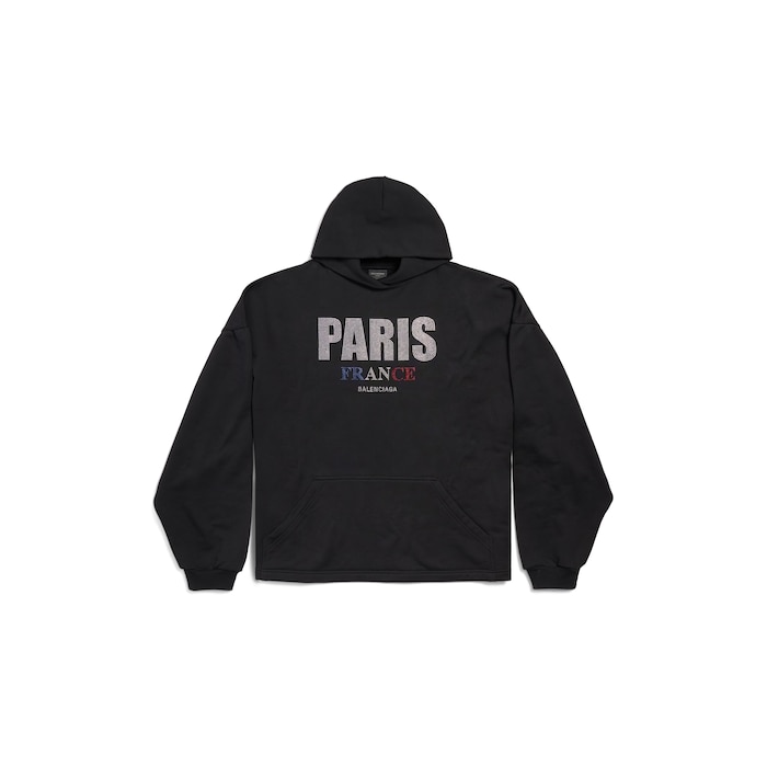 Hoodie I Love Paris Balenciaga Cropped Oversized da Donna in Nero Delave Balenciaga IT