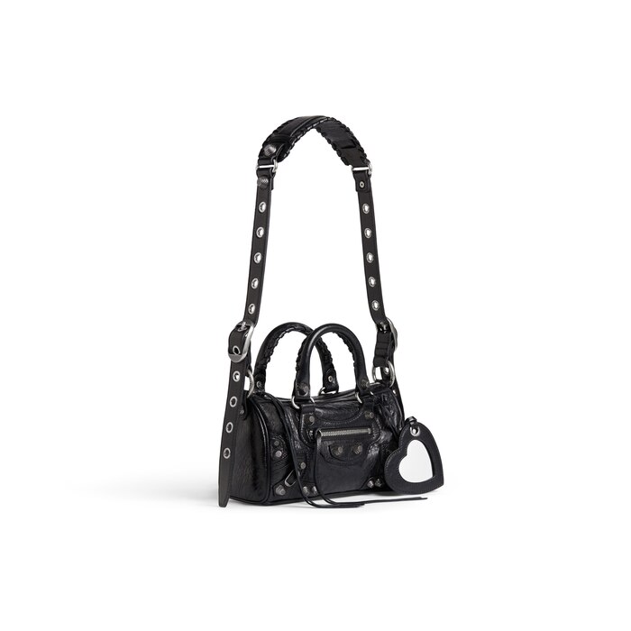 Vector Illustration Of Womens Classic Leather Bag. Black And White