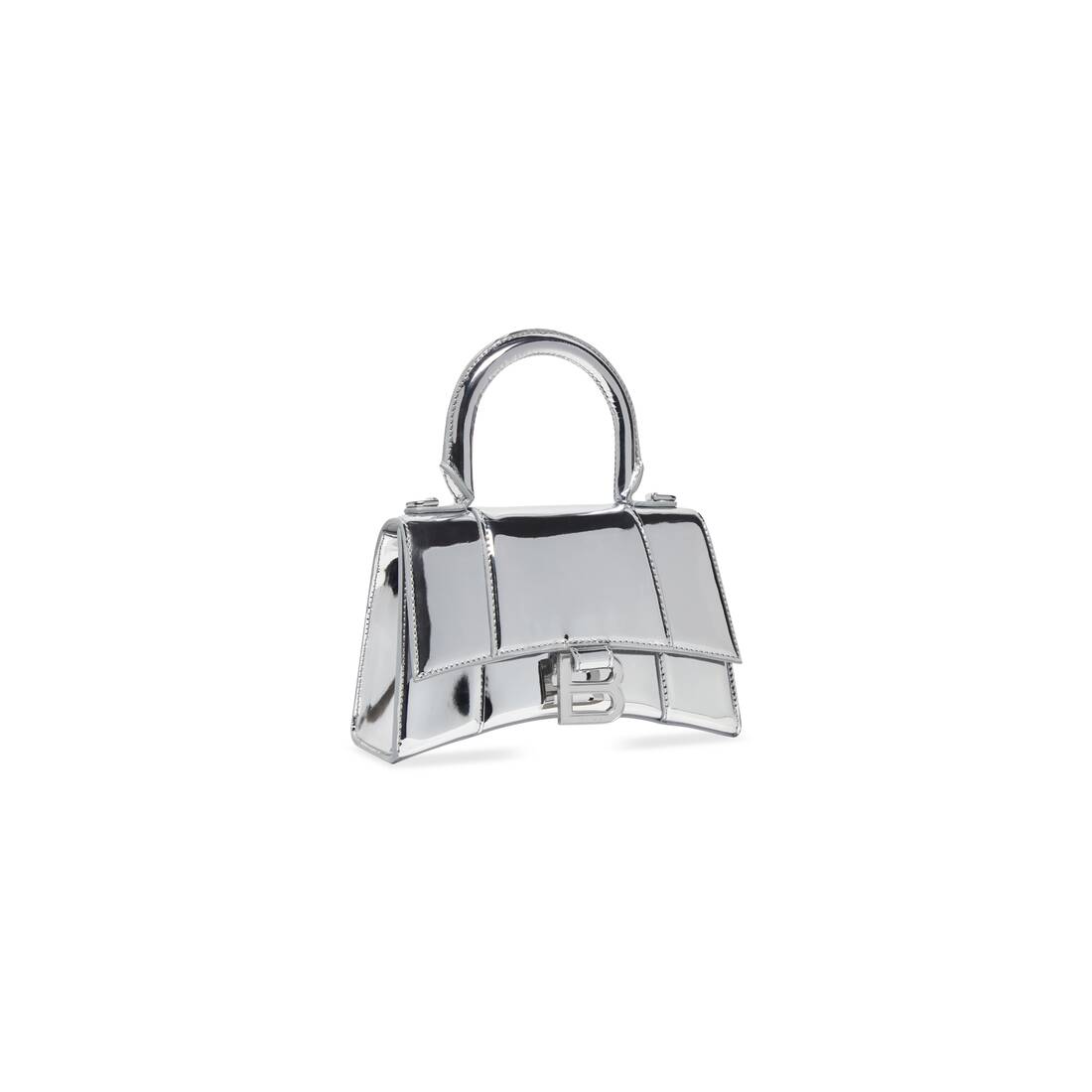 Women's Hourglass Xs Handbag Mirror Effect in Silver | Balenciaga US