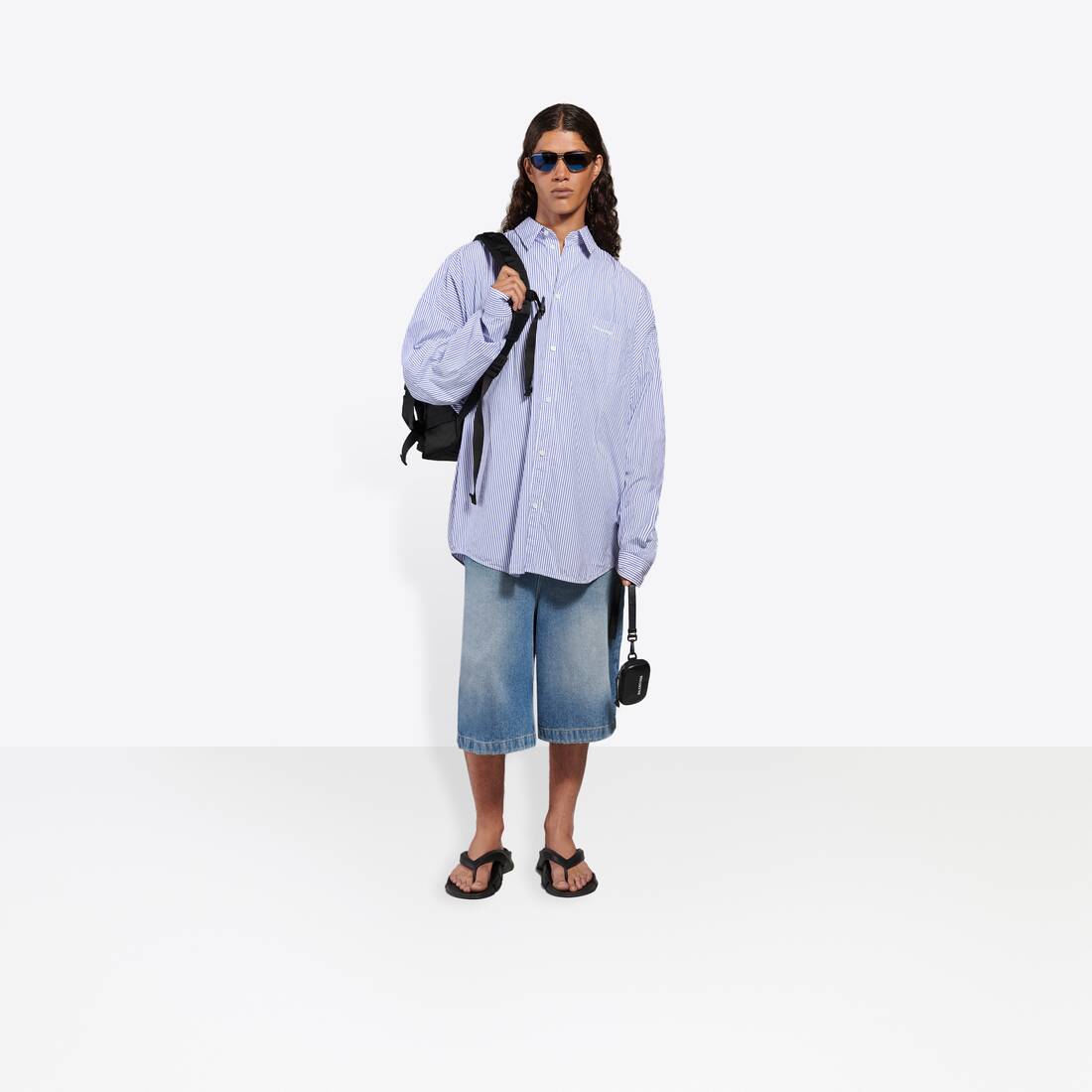 Men's Cocoon Shirt in Blue/white 