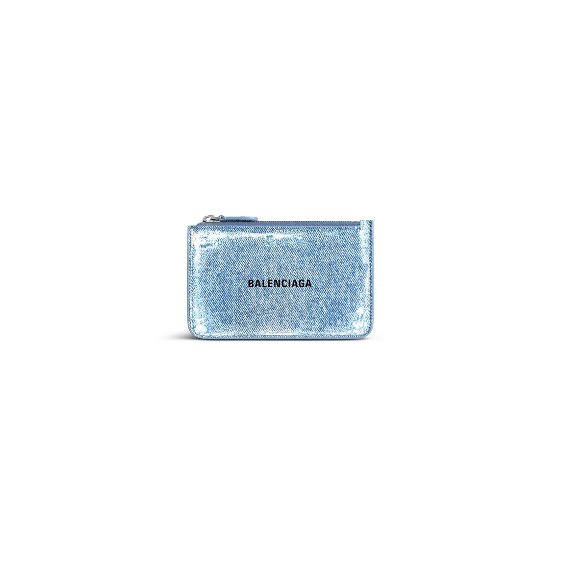 Balenciaga Cash Large Long Coin And Card Holder Denim Printed