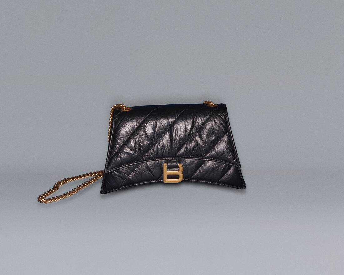 Balenciaga Black Croc Mini Hourglass Wallet Bag  BlackSkinny
