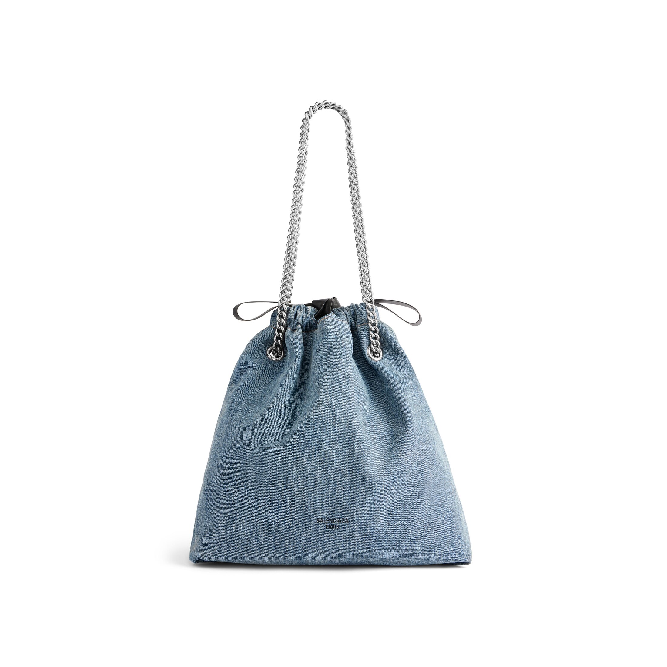 Balenciaga Sac Cabas Crush Moyen Modèle En Denim - Bleu - Femme - Coton, Cuir D’Agneau