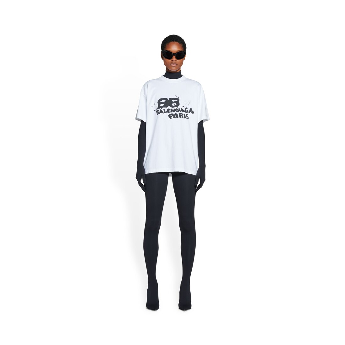 Balenciaga | Women Medium Fit Cotton T-Shirt White/Black Xs