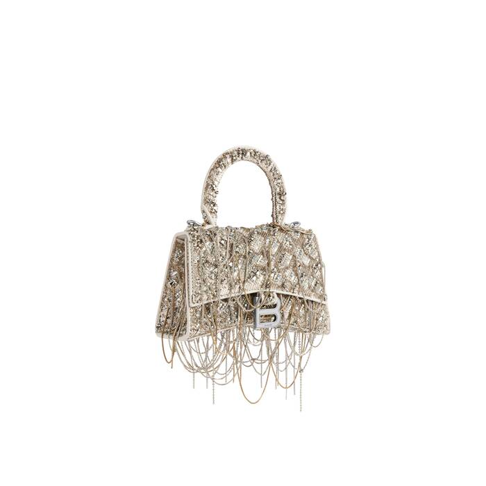 hourglass xs handbag with chain embroidery