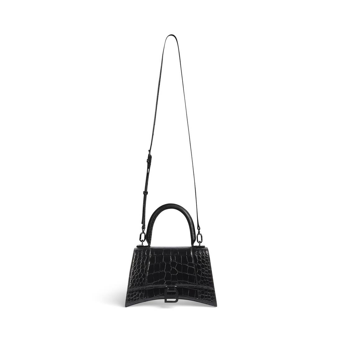 BALENCIAGA Hourglass XS crocodile-effect top handle bag