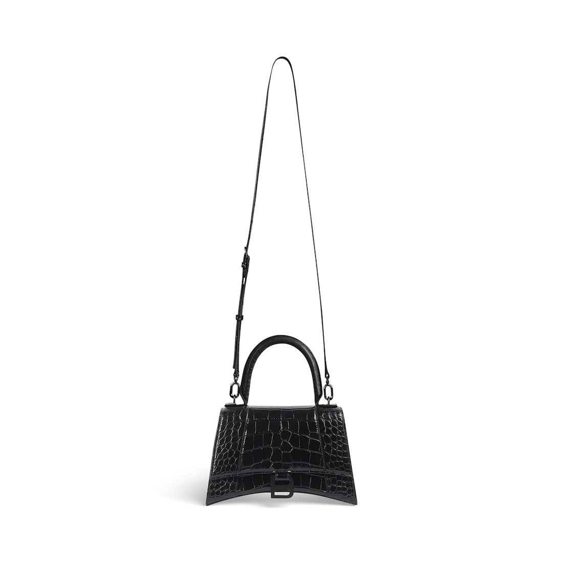 Hourglass Small Crocodile-Embossed Top-Handle Bag