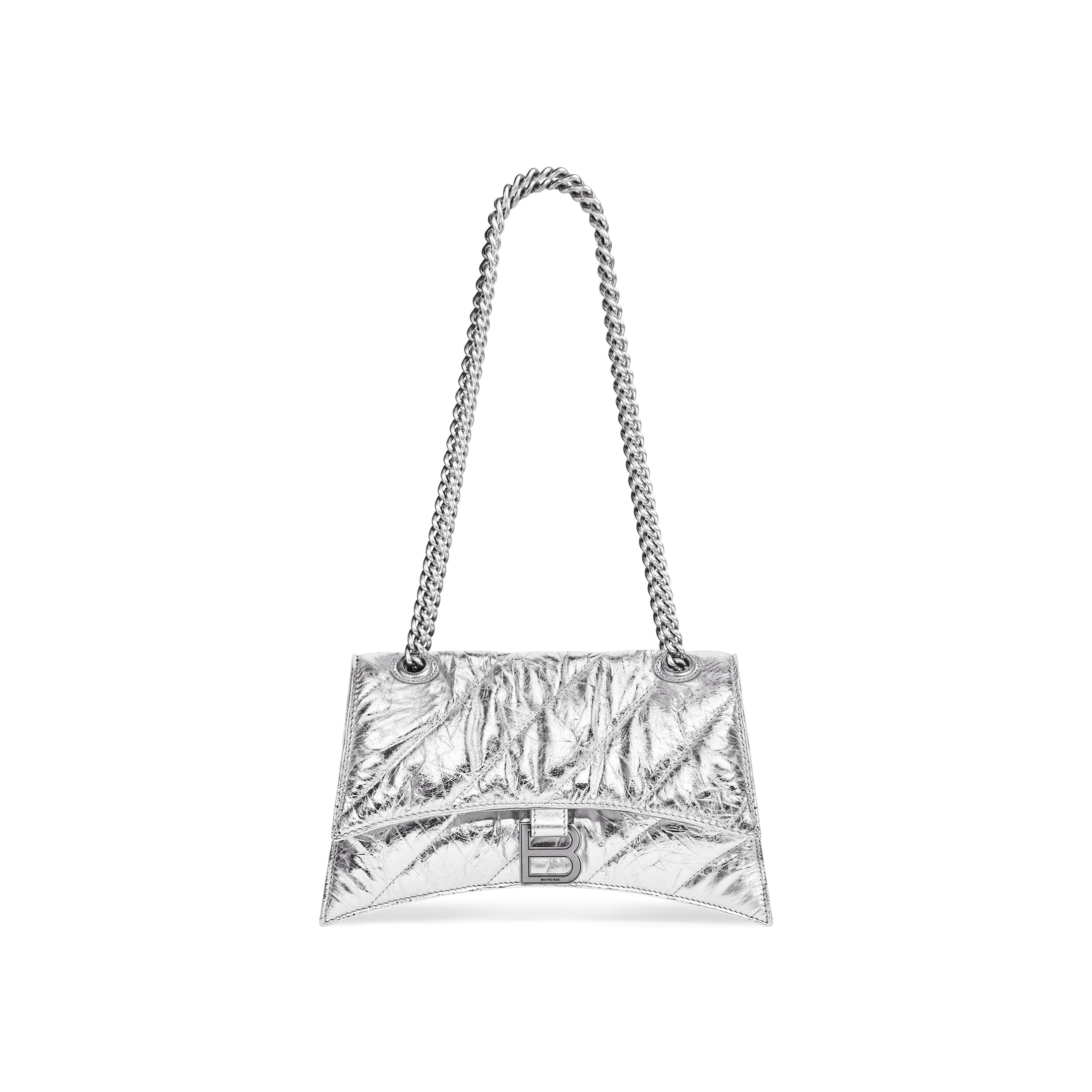 Balenciaga Crush Small Chain Bag Metallized Quilted - Silver - Woman - Calfskin