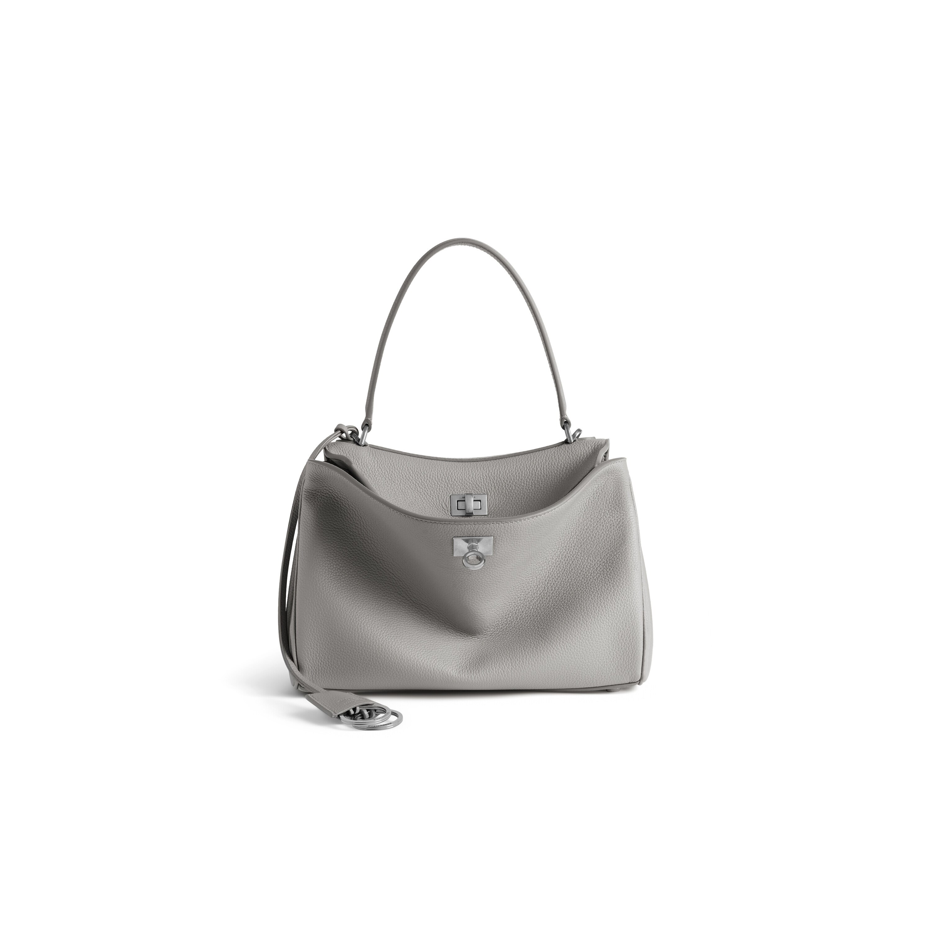 BALENCIAGA グレー ハンドバッグ バレンシアガ ネイビーカバス レザー ハンドバッグ グレー AB