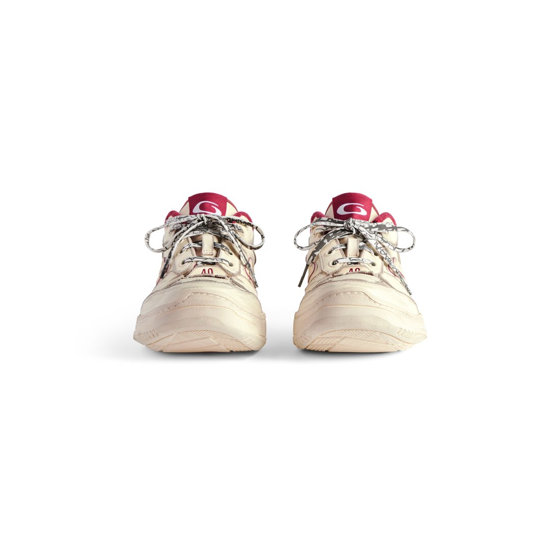 Men's Hamptons Medium Worn-out Sneaker in Off White/red