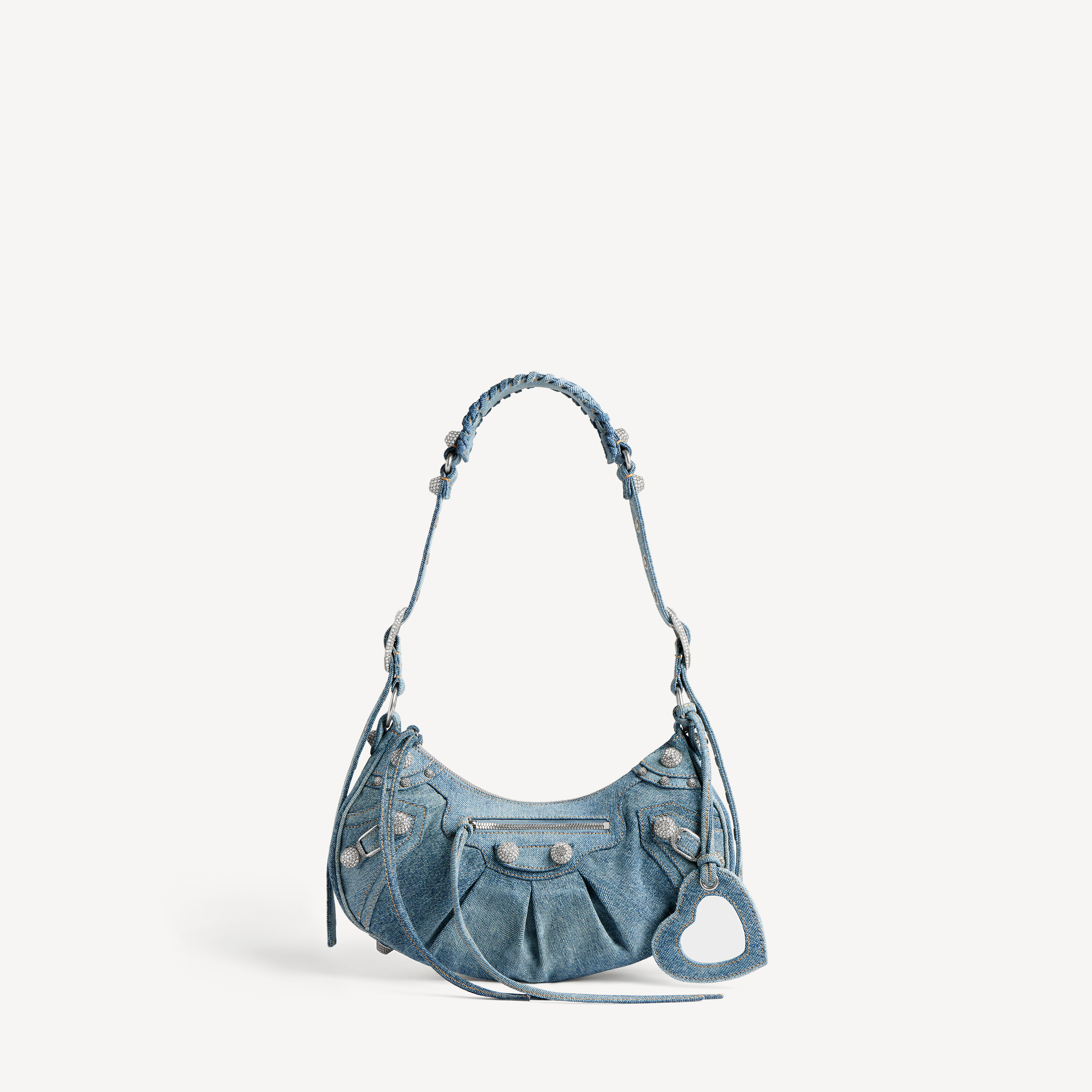 Women's Le Cagole Shoulder Bag Small With Rhinestones in Blue