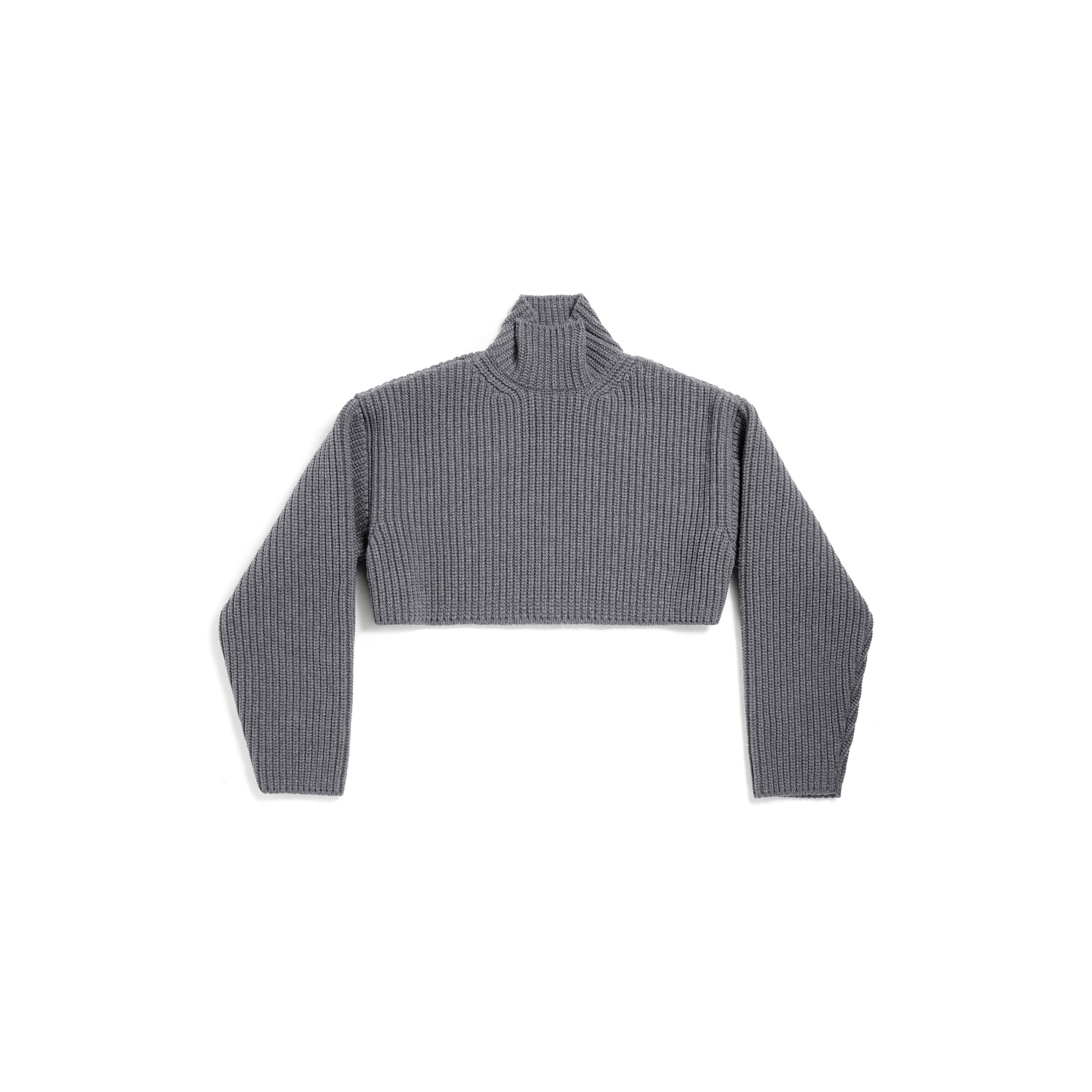 Balenciaga Cropped Sweater - Grey & Silver - Woman - 4 - Virgin Wool