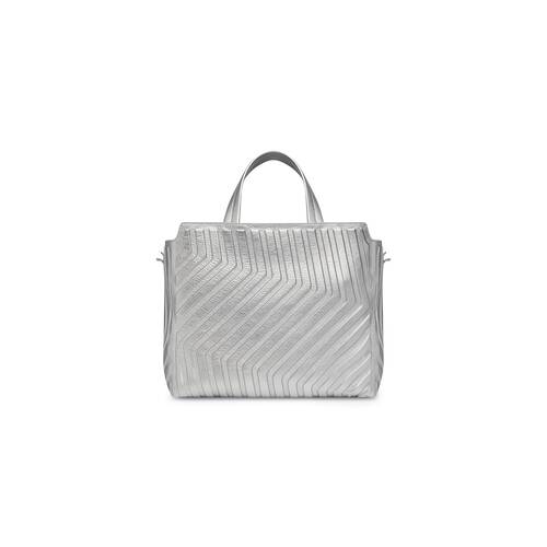 car medium east-west tote bag with strap metallized