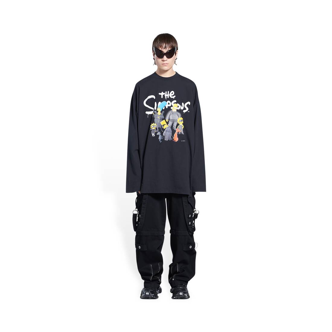 Men's The Simpsons Tm & © 20th Television Long Sleeve T-shirt Oversized in  Black