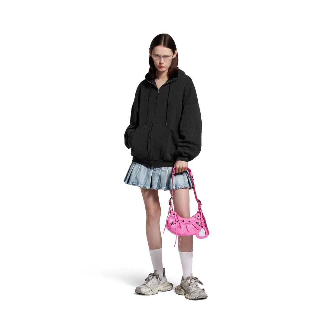 Women's Le Cagole Shoulder Bag Xs in Glossy Pink | Balenciaga US