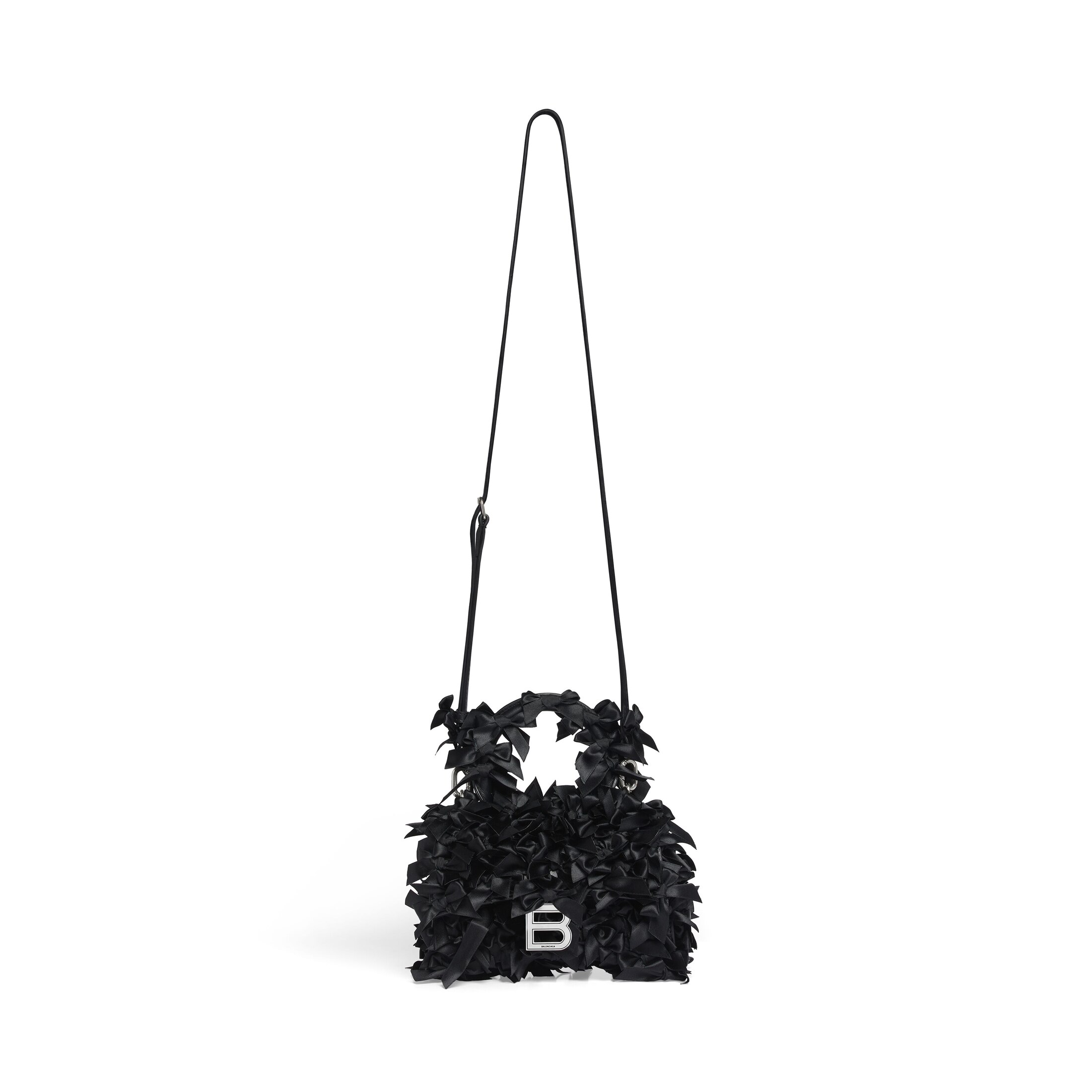 Women's Hourglass Xs Handbag With Satin Bows In Black | Balenciaga US