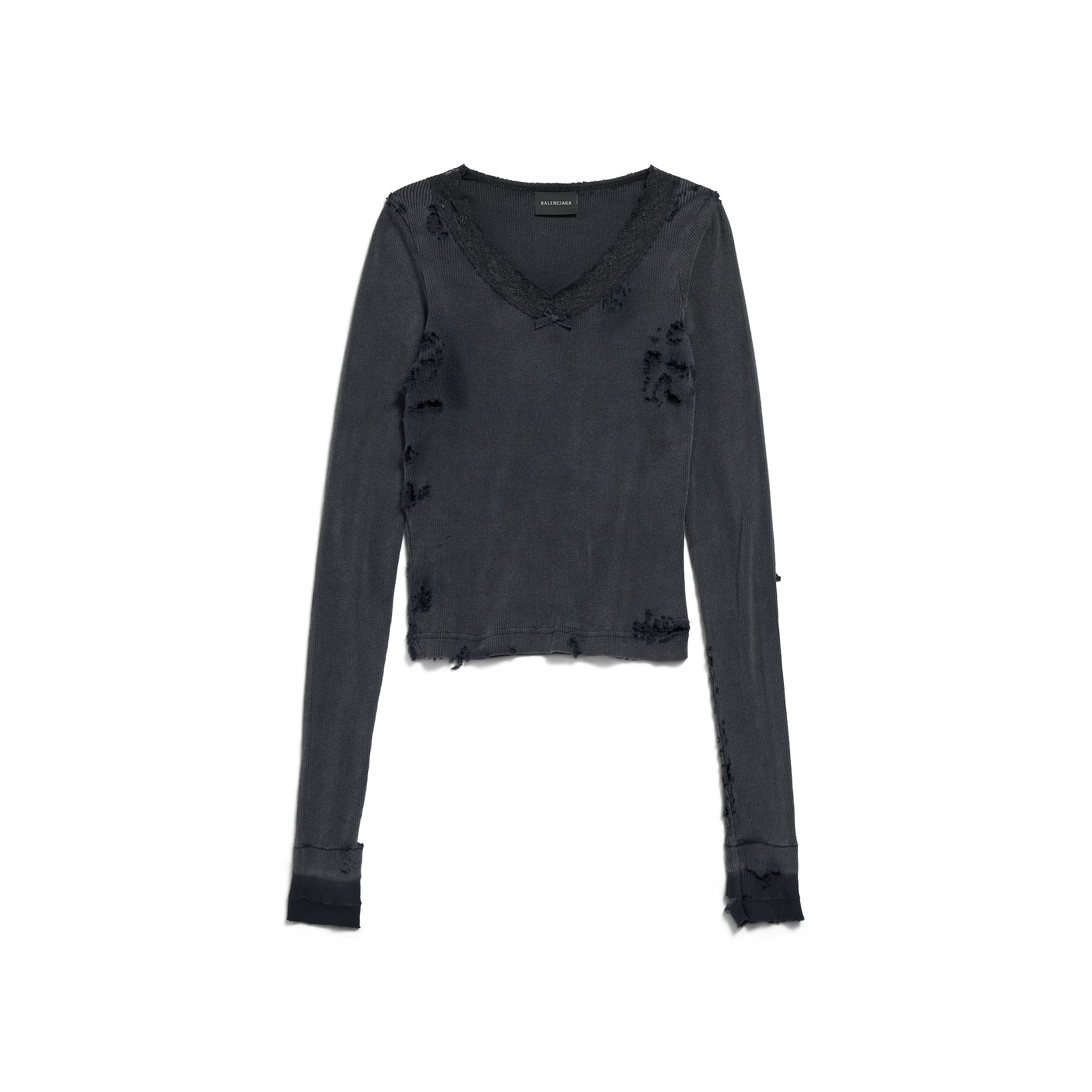 Balenciaga Distressed Lingerie Top - Black - Woman - L - Cotton