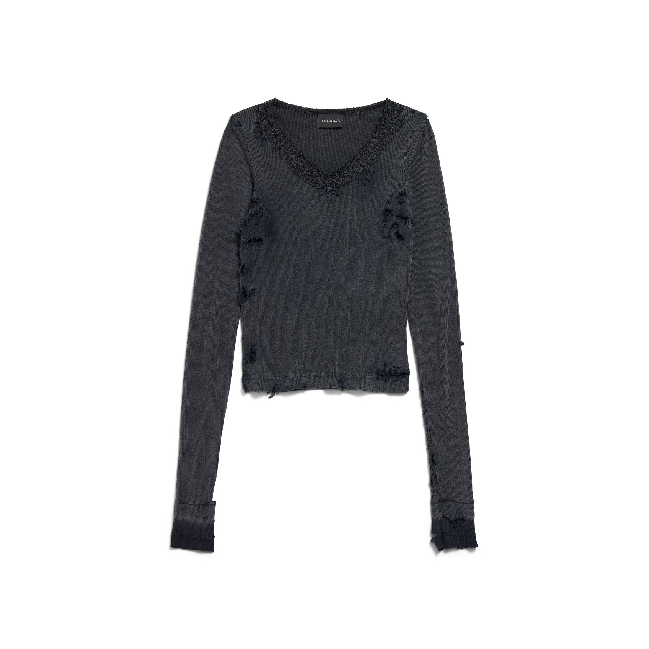 Balenciaga Distressed Lingerie Top - Black - Women's - - Cotton