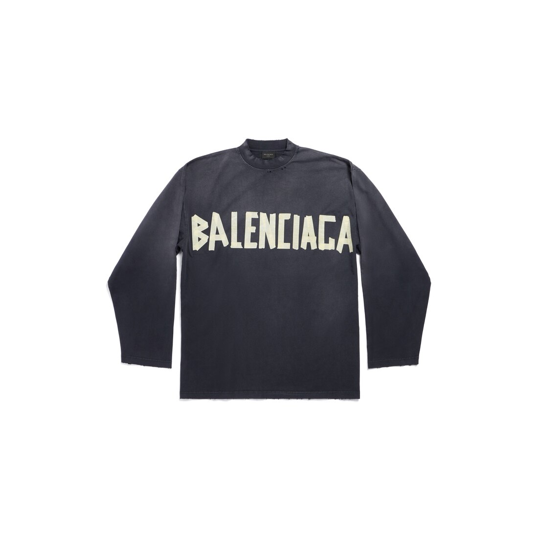 Tape Type Long Sleeve Tshirt Oversized in Black Faded  Balenciaga US