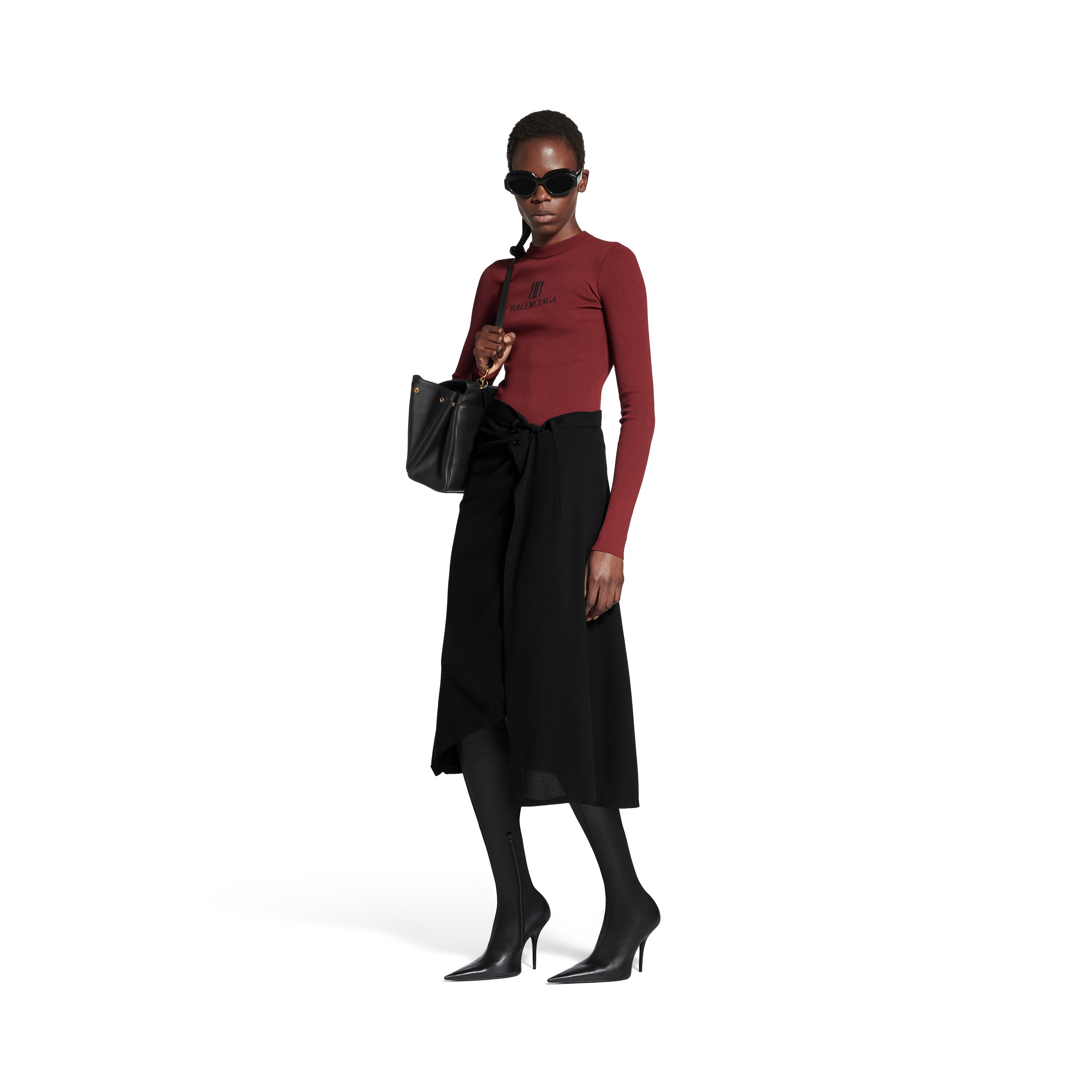 【おしゃれ★残り僅か】Balenciagaドレープ スカート ホワイト の ウィメンズ ドレープ スカート スニーカー