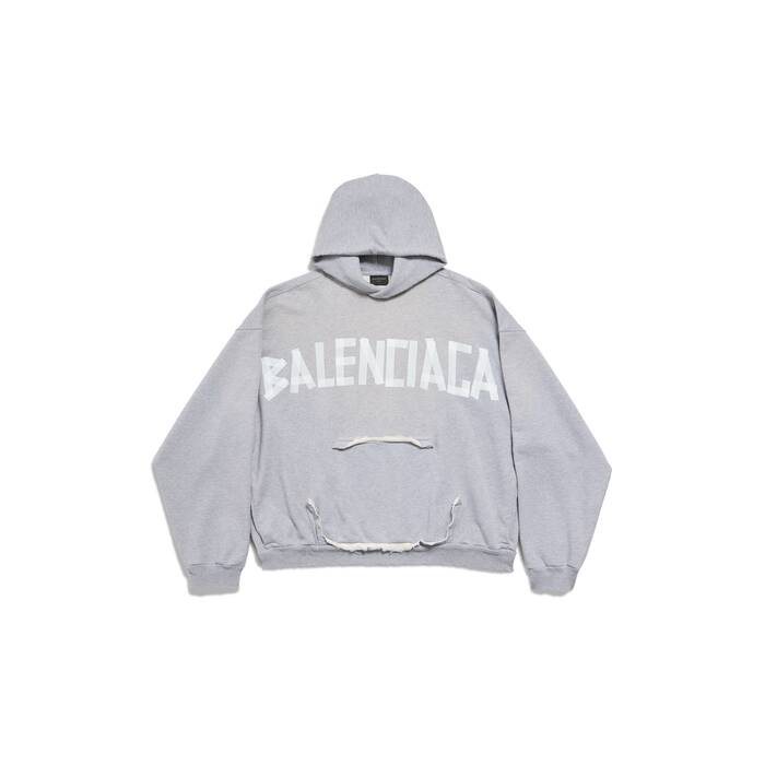 Tape Type Ripped Pocket Hoodie Large Fit in White Balenciaga CA