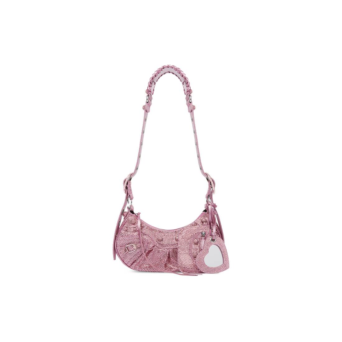 Women's Le Cagole Shoulder Bag Xs With Rhinestones in Pink