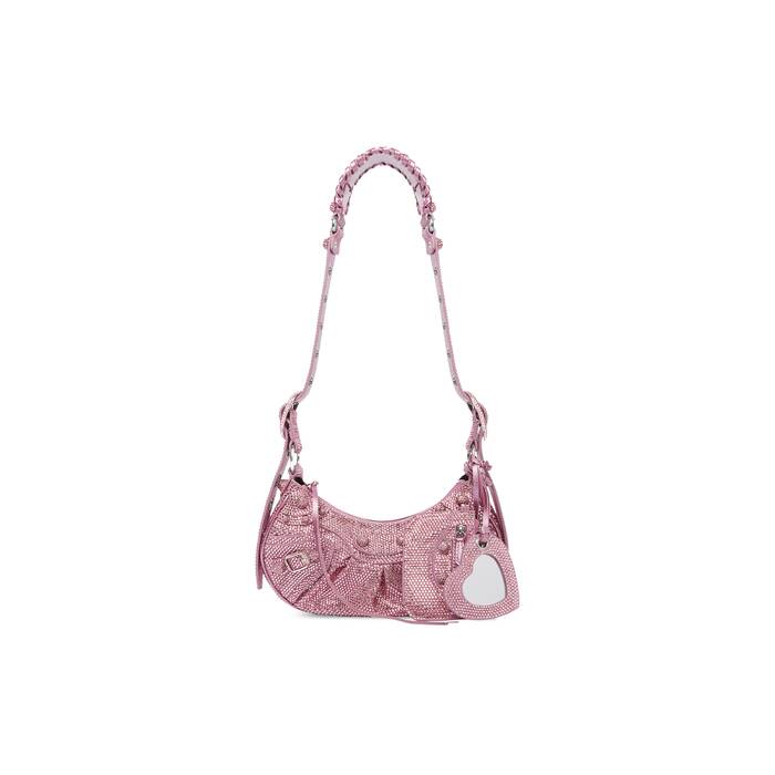Women's Le Cagole Xs Shoulder Bag With Rhinestones in Pink | Balenciaga US