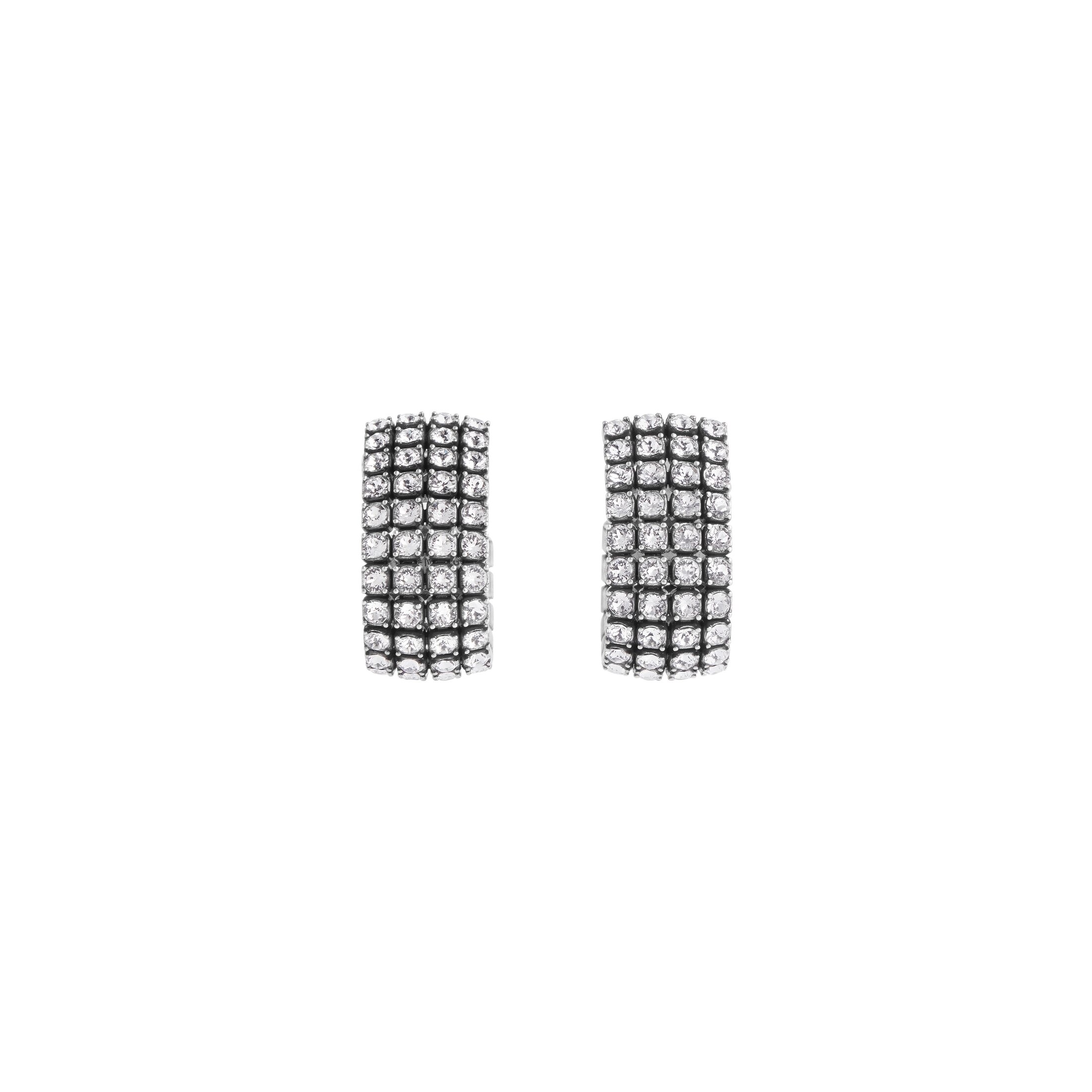 Balenciaga Glam Ear Cuffs - Silver - Woman - Brass, Glass