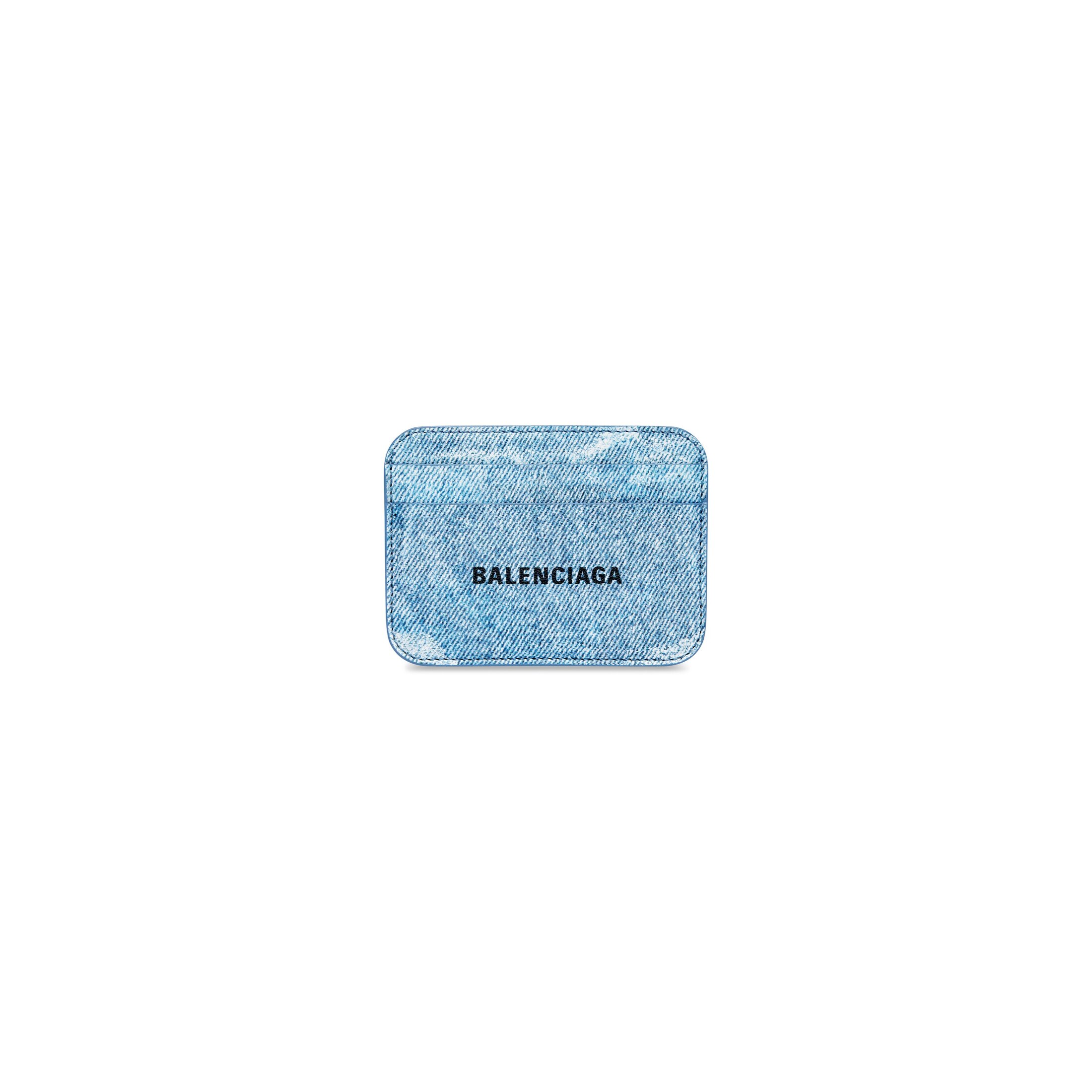 Balenciaga Cash Card Holder Denim Print - Blue - Woman - Lambskin