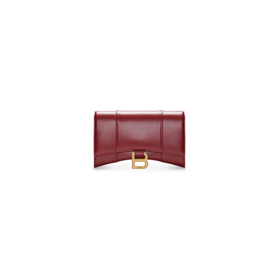 Women's Hourglass Wallet On Chain Box in Red