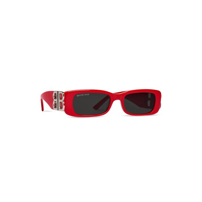 Women's Dynasty Rectangle Sunglasses in Red | Balenciaga US