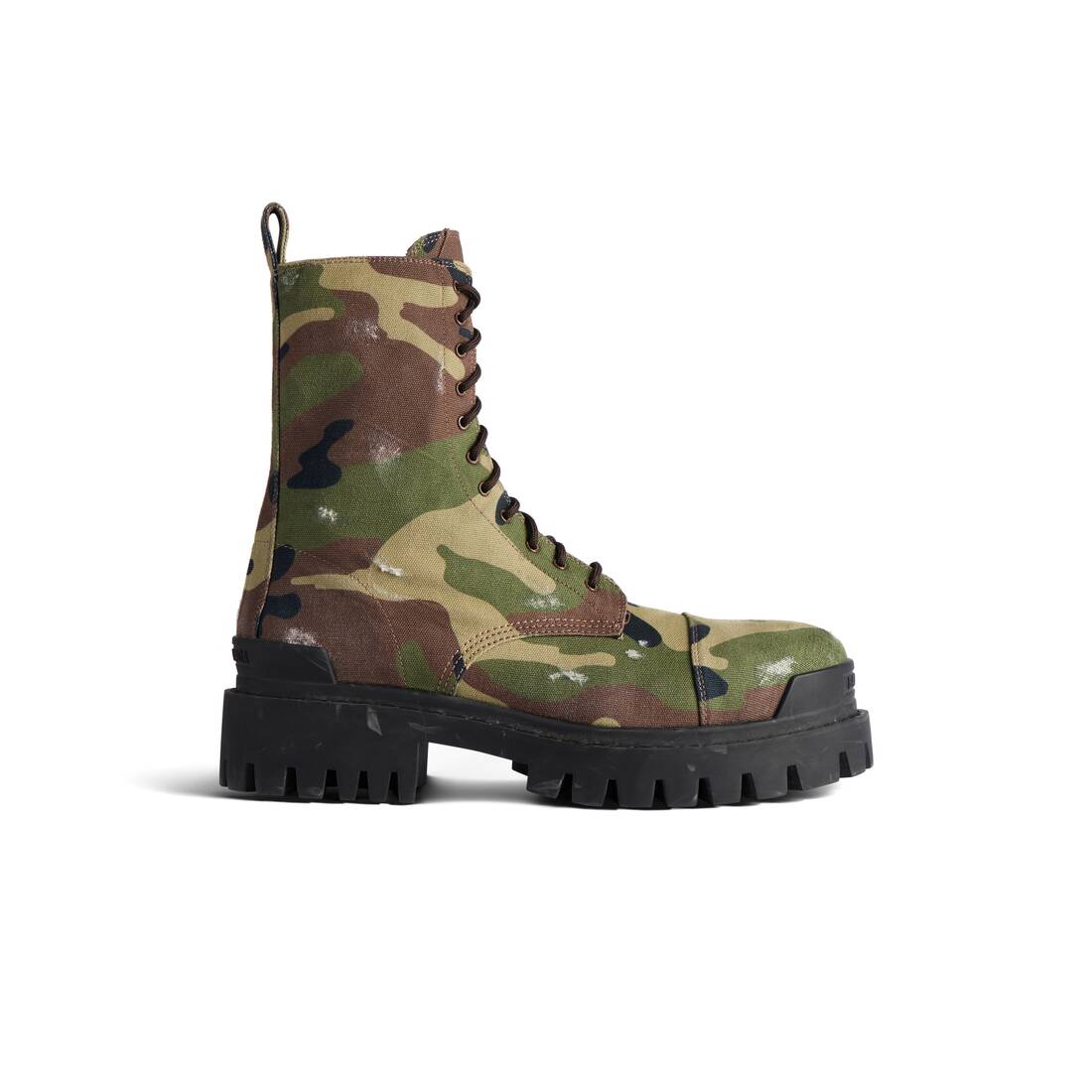 Men's Strike Boot Camo Print in Dark Green Balenciaga US