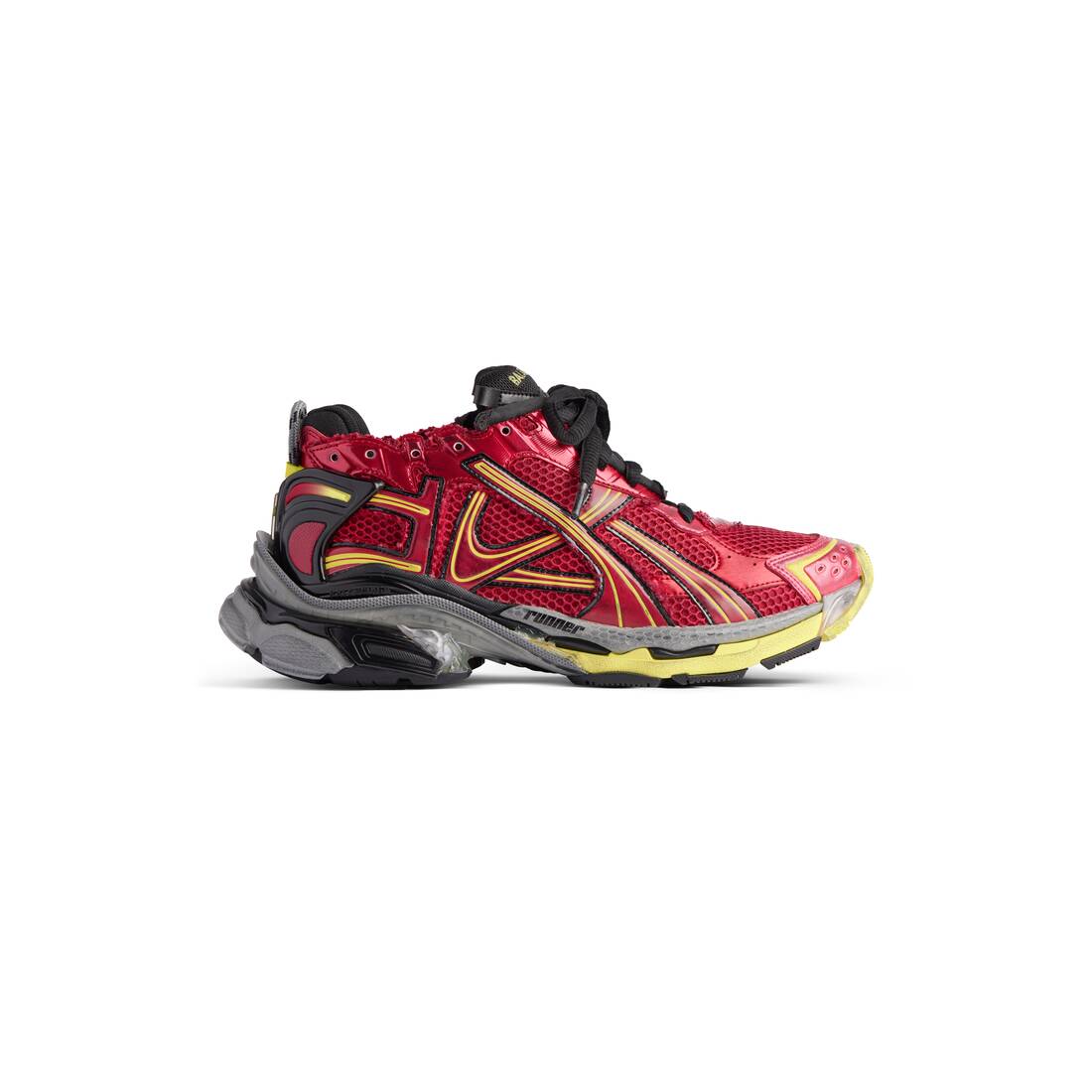 Men's Runner Sneaker in Red/neon Yellow/black Balenciaga US