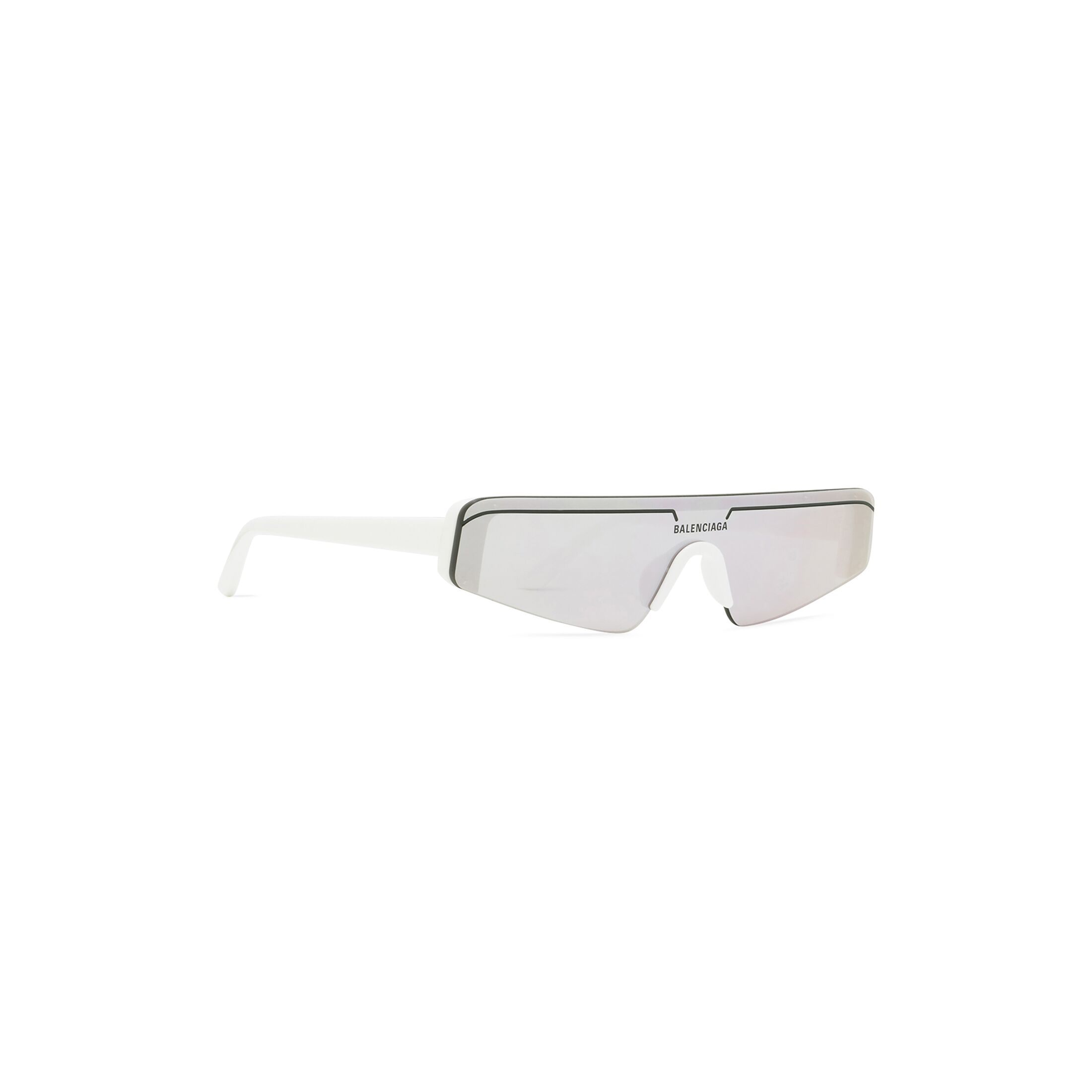Ski Rectangle Sunglasses in White/silver Balenciaga US