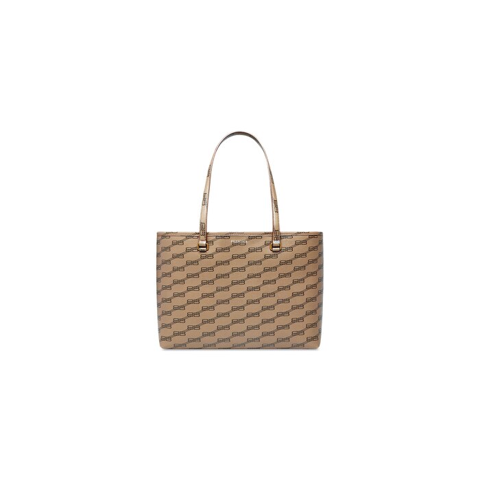 borsa shopper signature medium east-west bag in tela rivestita bb monogram