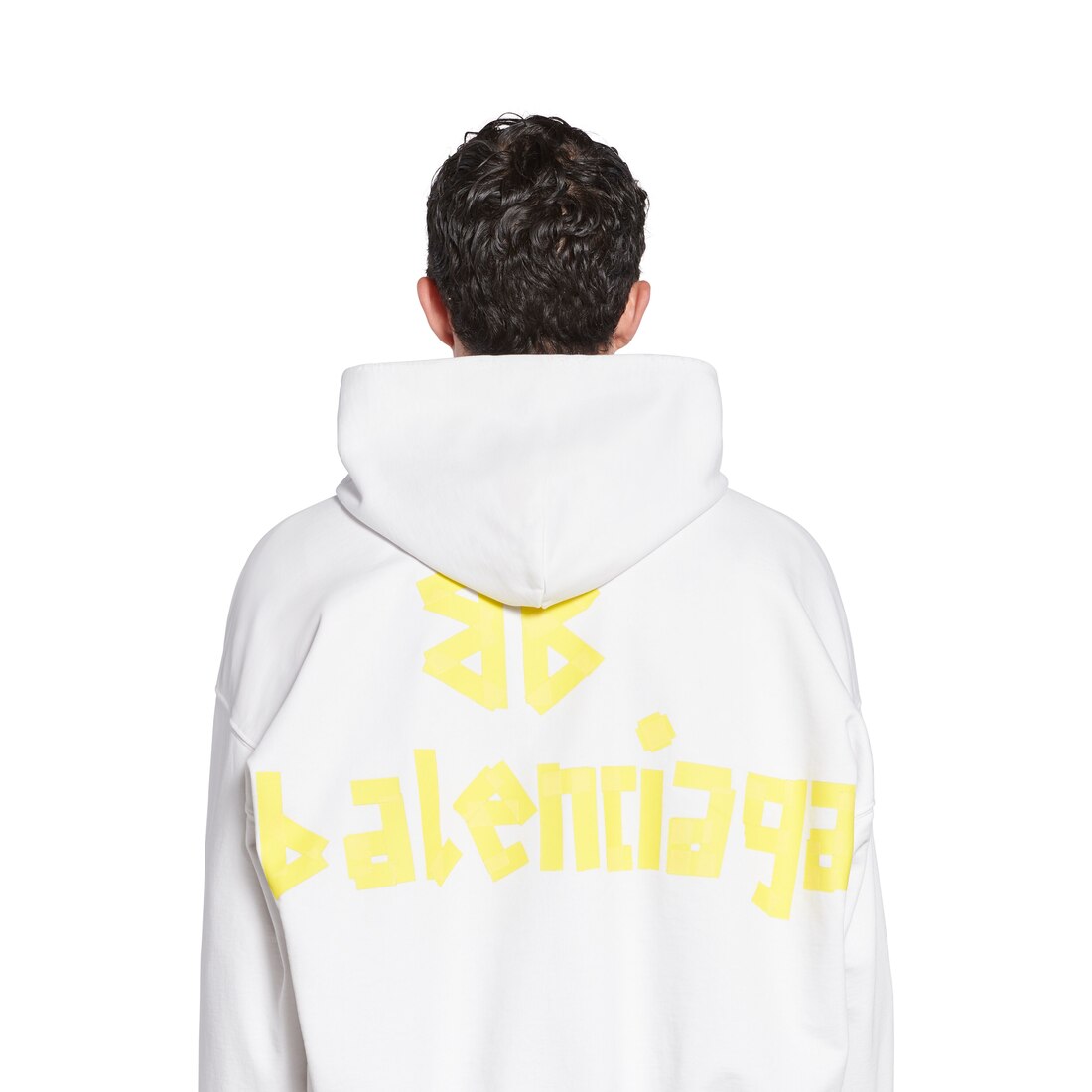 Tape Type Ripped Pocket Hoodie Large Fit in White | Balenciaga US