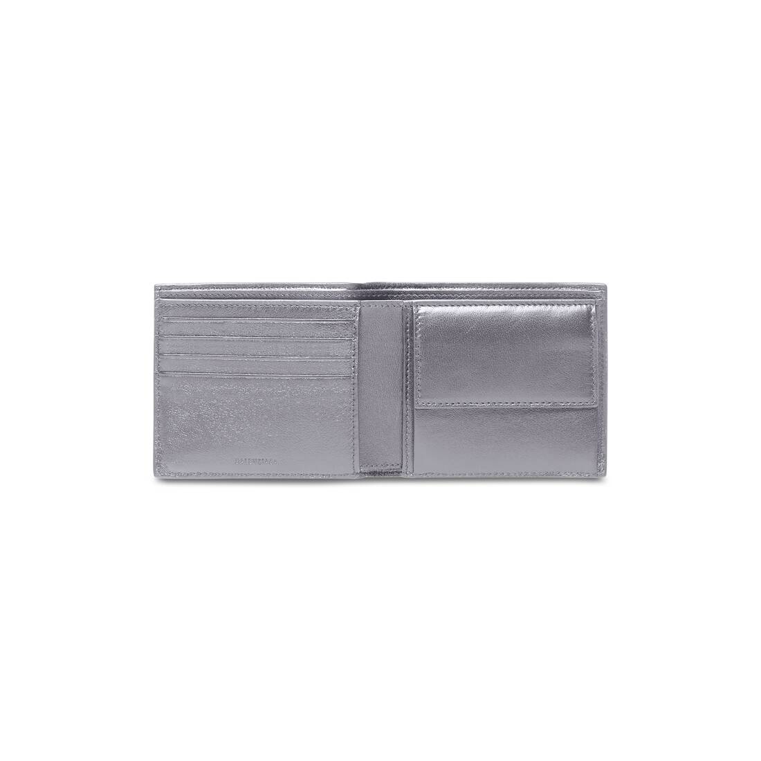 Men's Plate Square Folded Coin Wallet In Matte Textured Calfskin in Dark  Grey