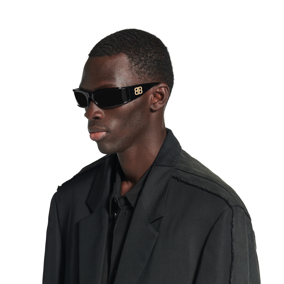 送料込+BALENCIAGA+Sunset Rectangle サングラス ホワイト の ウィメンズ Sunset Rectangle サングラス