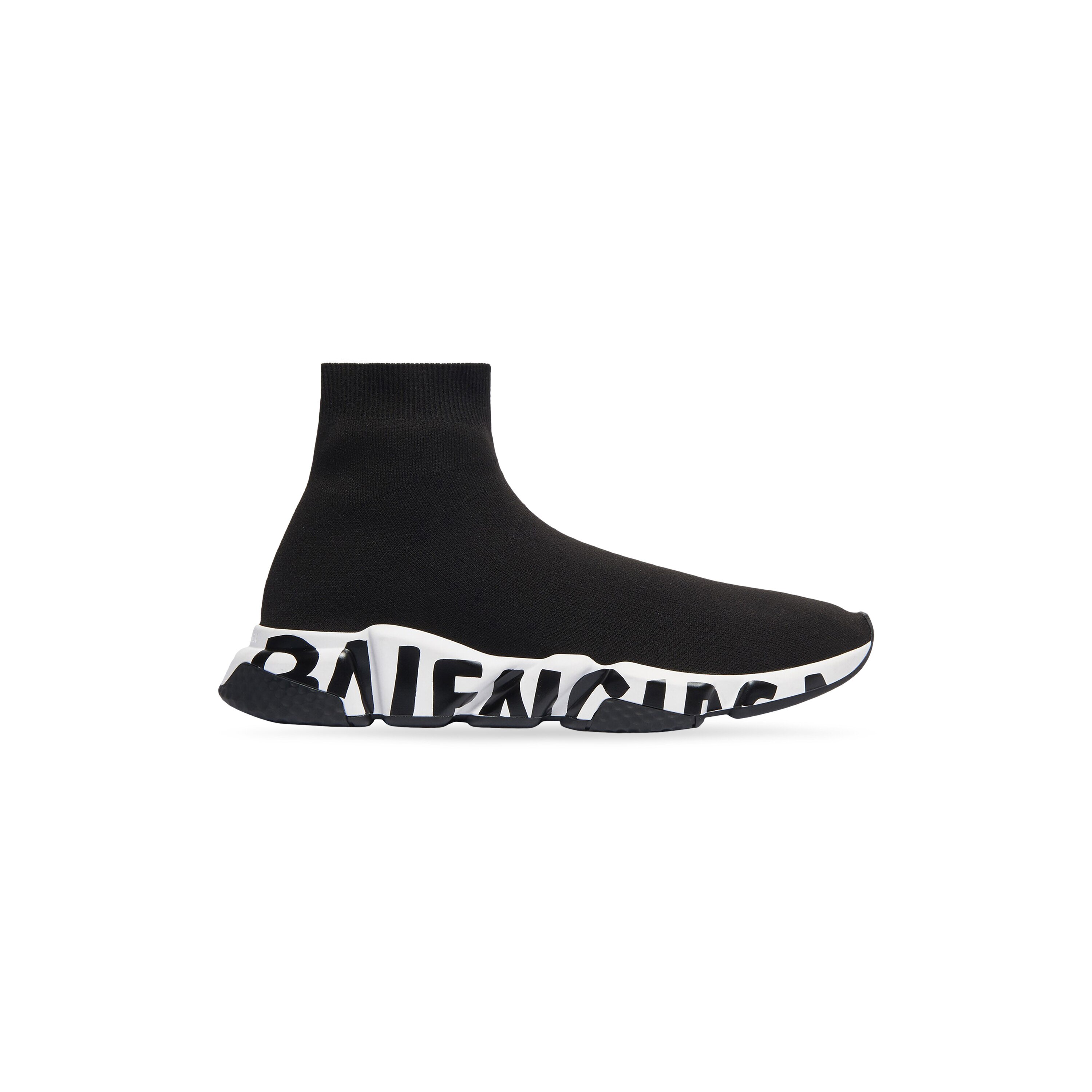 Men's Speed Recycled Knit Graffiti Sneaker in Black/white