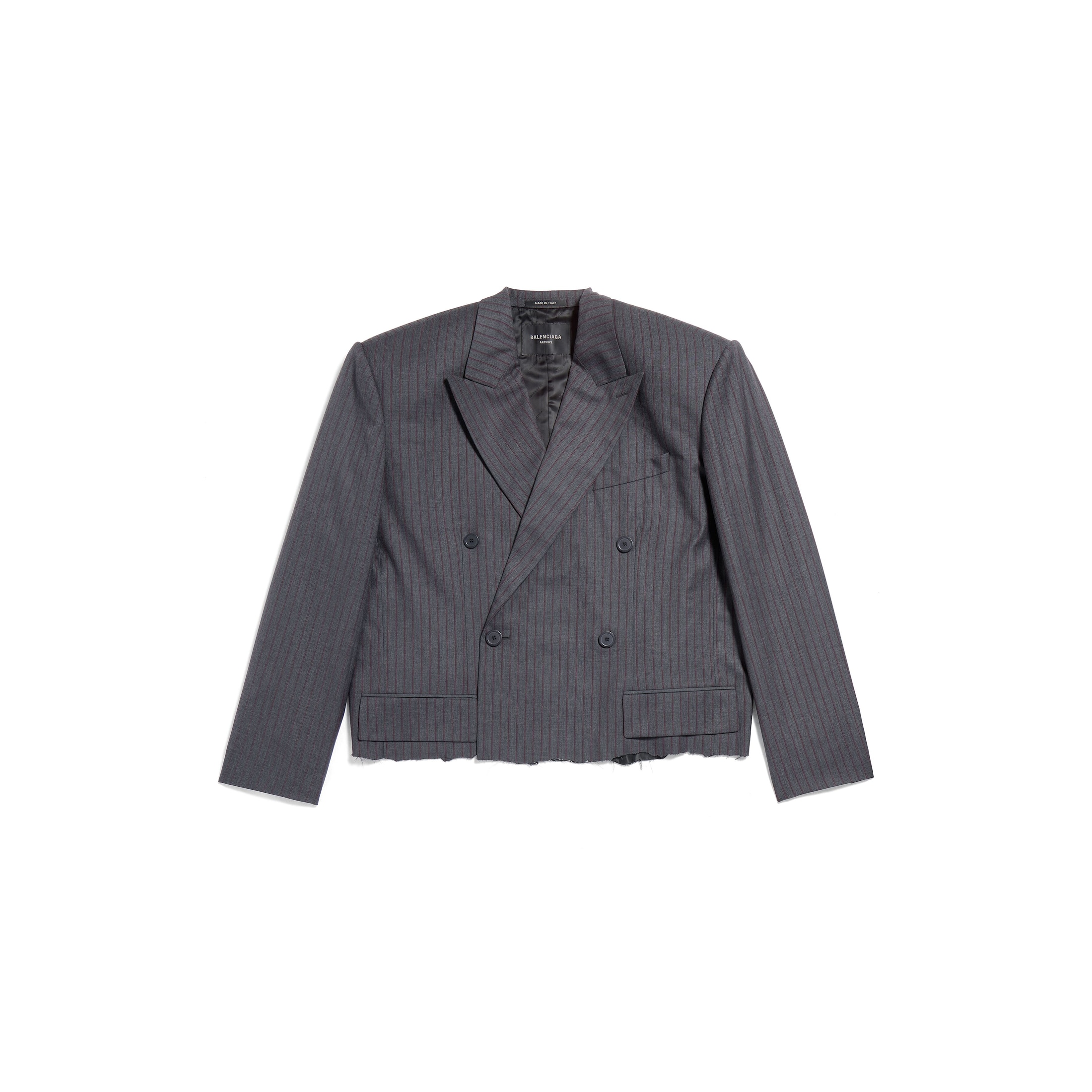 Balenciaga Cropped Blazer - Grey & Silver - Man - XXS - Virgin Wool