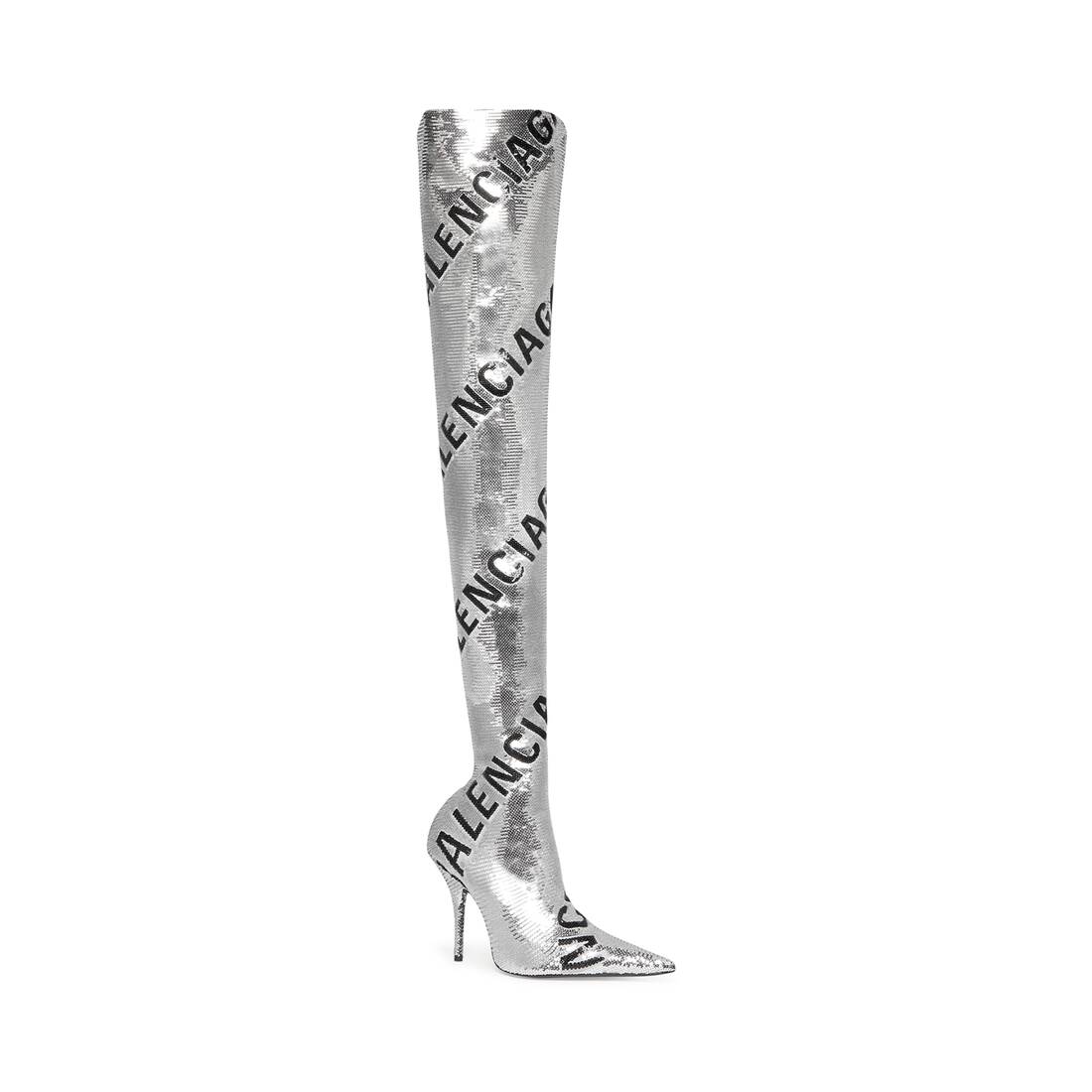 jeg behøver fangst faglært Women's Knife 110mm Over-the-knee Allover Logo in Silver | Balenciaga US