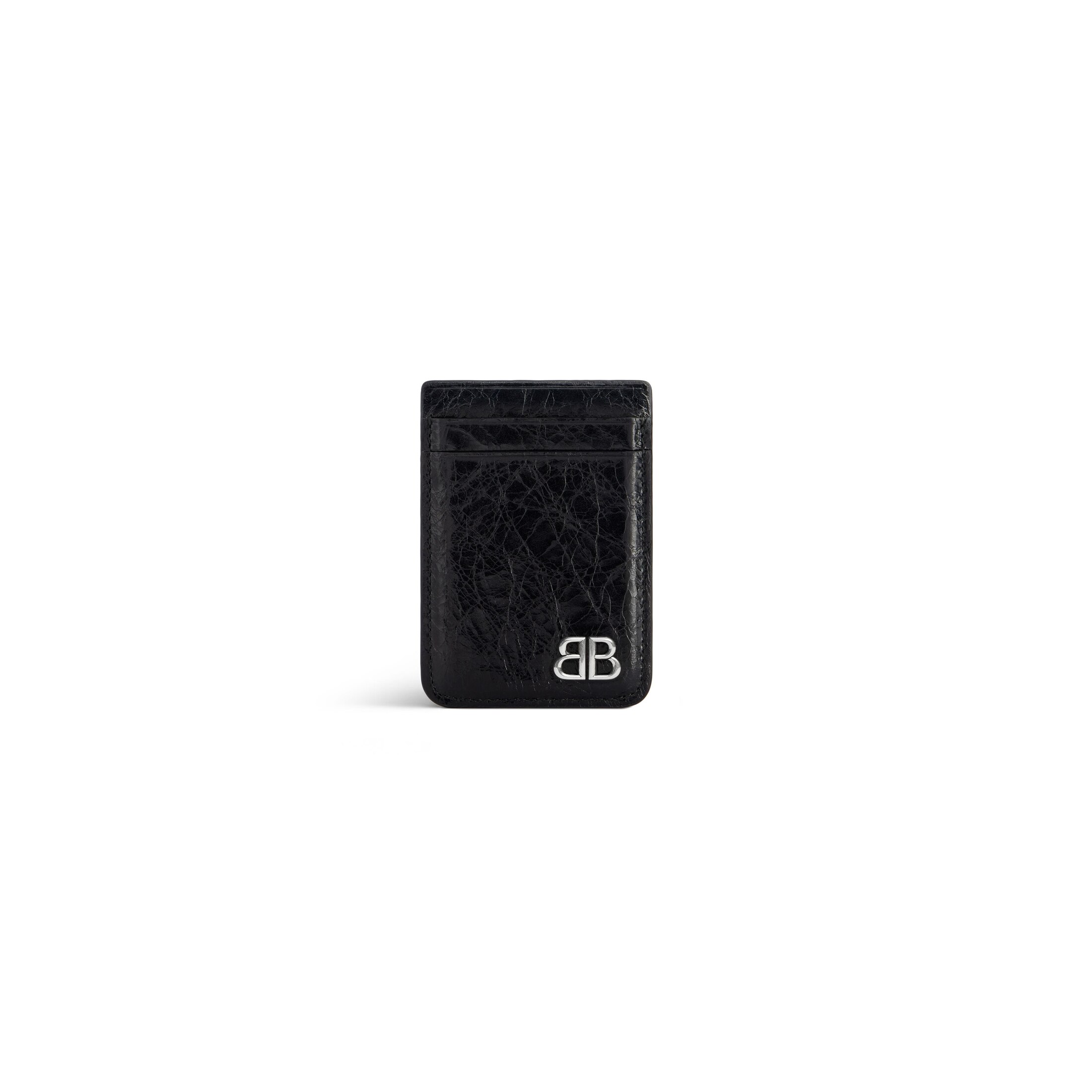 Balenciaga Monaco Magnet Card Holder - Black - Man - Lambskin