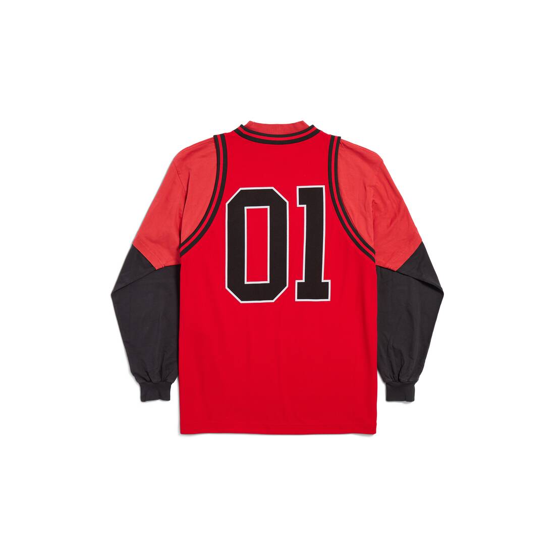 Men's Basketball Series Layered Long Sleeve T-shirt in Red/black