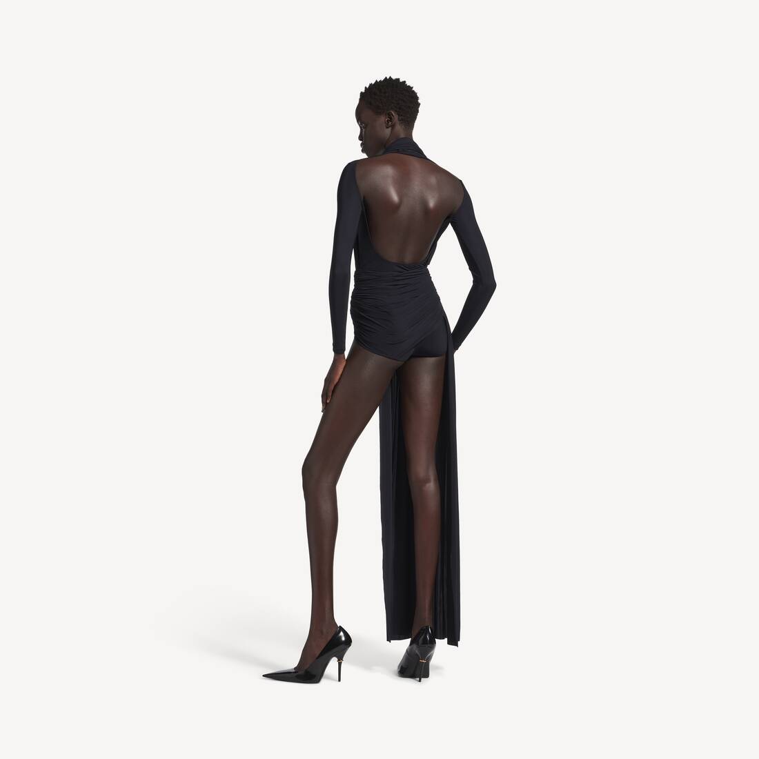 Ela's Vestido M&aacute;xi Drapeado em Preto | Balenciaga Brasil PT - Image 4