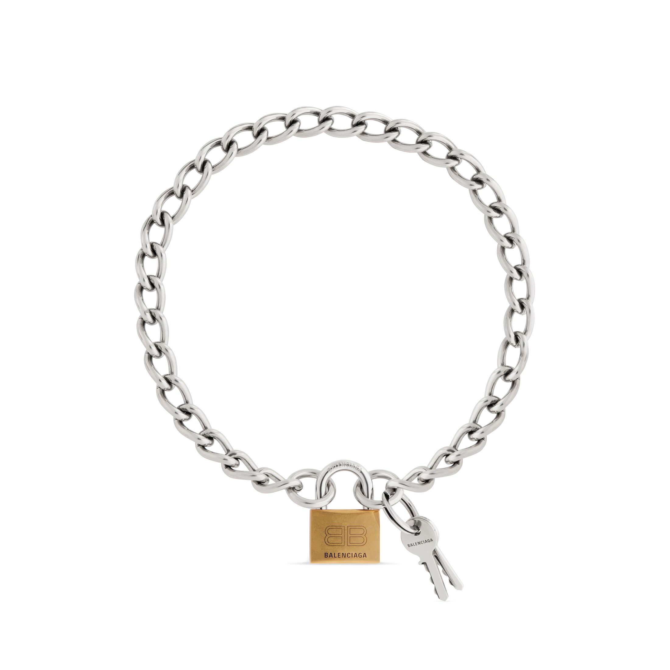 Balenciaga Locker Necklace - Silver - Man - Brass, Steel