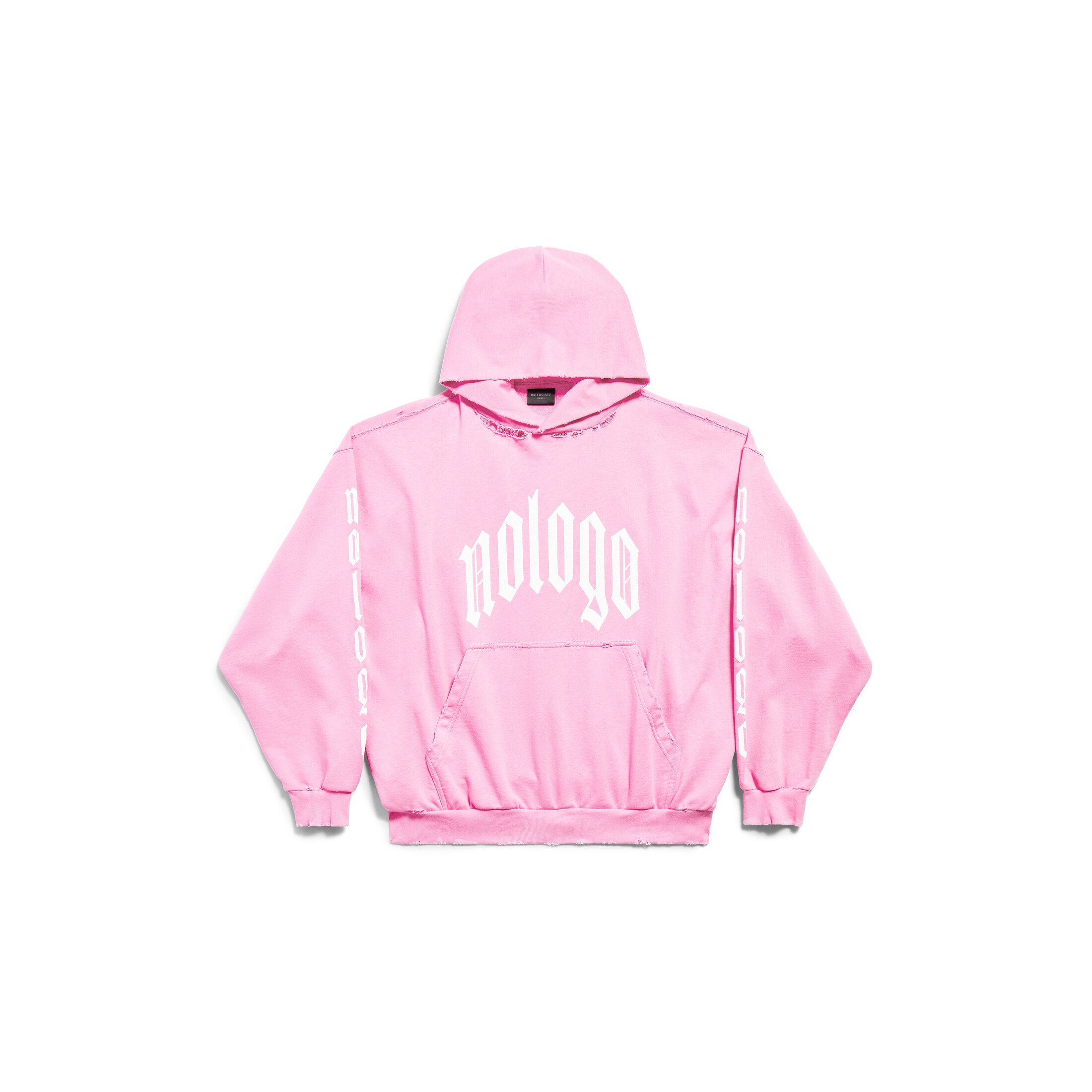 Balenciaga Nologo Hoodie Medium Fit - Pink - Unisex - - Cotton