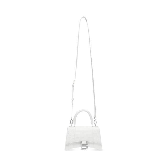 Women's Hourglass Xs Handbag Crocodile Embossed in White | Balenciaga US