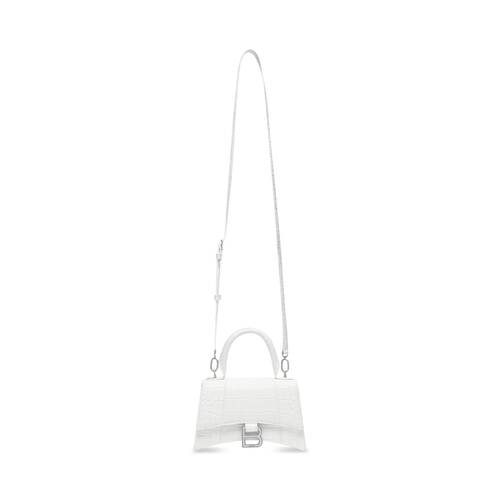 Women's Hourglass Xs Handbag Crocodile Embossed in White 