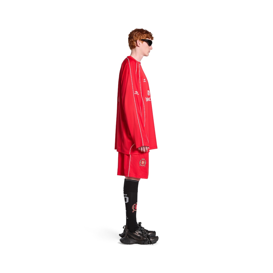 Soccer Long Sleeve T-shirt Oversized in Red/white | Balenciaga GB